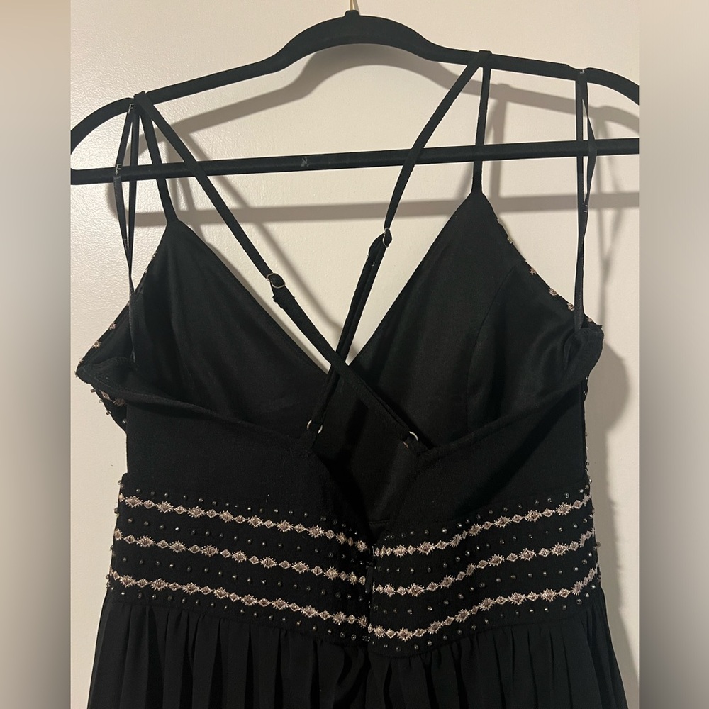 Lulus pleated black and gold maxi formal dress